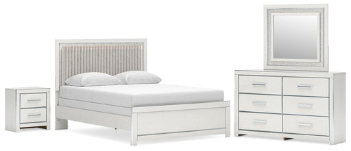 Birmonton Queen Upholstered Panel Bed, Dresser, Mirror and Nightstand