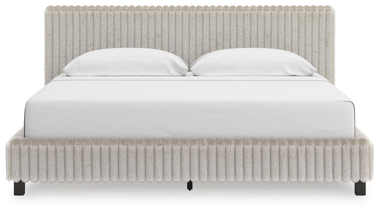 Birmonton King Upholstered Bed, Dresser and Mirror - alternate view 7