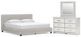 Birmonton King Upholstered Bed, Dresser and Mirror