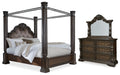 Maylee California King Canopy Bed, Dresser and Mirror