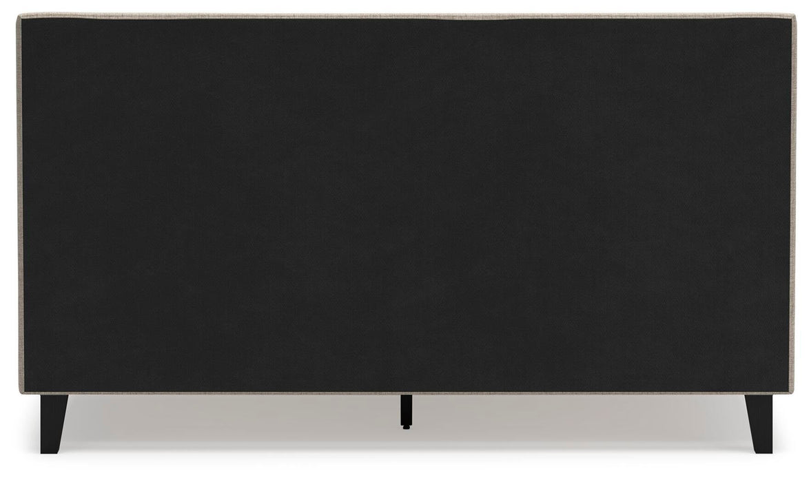 Cielden California King Upholstered Bed with Roll Slats, Dresser and Mirror - alternate view 9