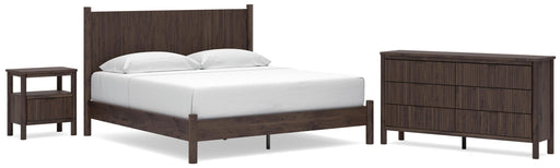Cadmori King Panel Platform Bed, Dresser, Mirror and Nightstand