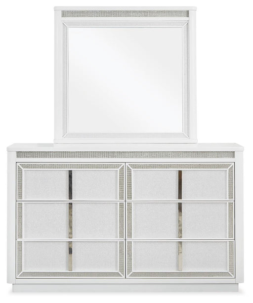 Chalanna California King Upholstered Storage Bed, Dresser and Mirror - alternate view 2