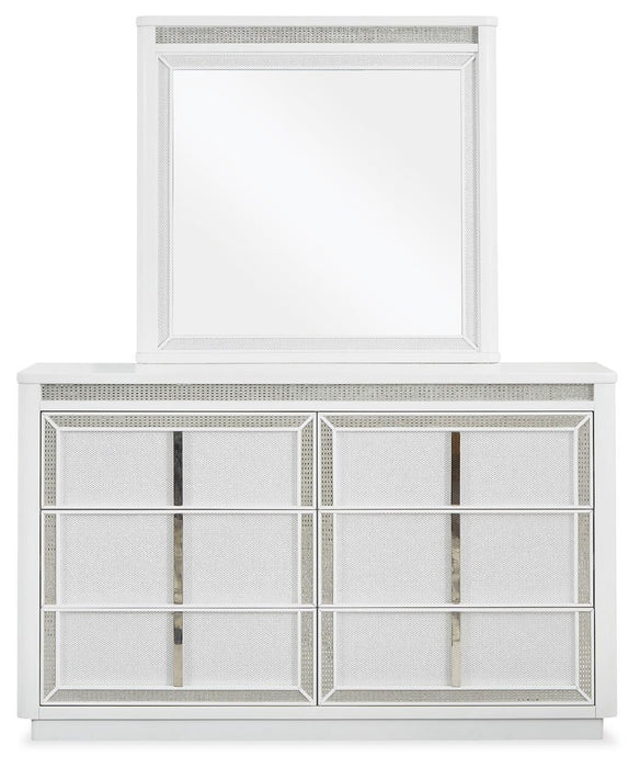 Chalanna California King Upholstered Storage Bed, Dresser and Mirror - alternate view 2