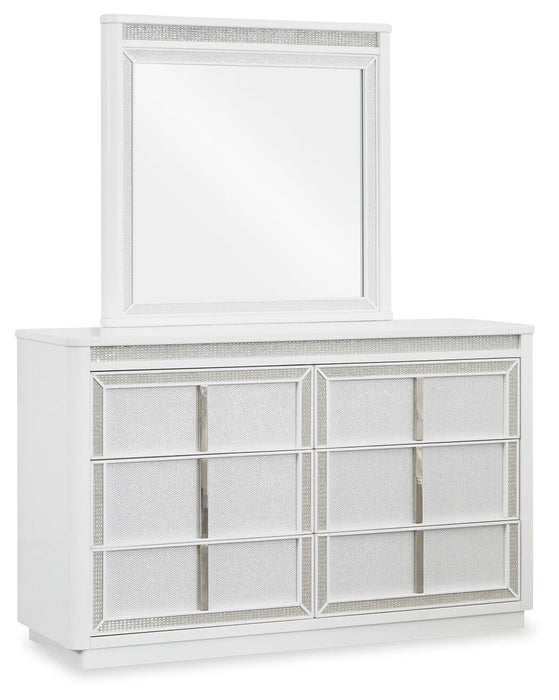 Chalanna California King Upholstered Storage Bed, Dresser and Mirror - alternate view 3