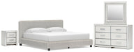 Birmonton King Upholstered Bed, Dresser, Mirror and Nightstand