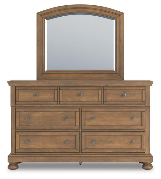 Vandenmore King Storage Sleigh Bed with Mirrored Dresser and Nightstand - alternate view 2