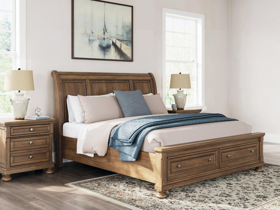 Vandenmore King Storage Sleigh Bed with Mirrored Dresser and Nightstand - alternate view 21