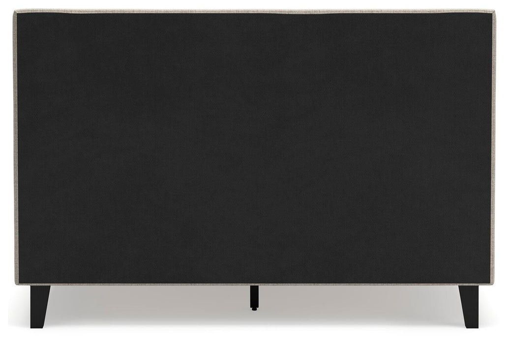 Cielden Queen Upholstered Bed with Roll Slats, Dresser, Mirror, Chest and Nightstand - alternate view 16