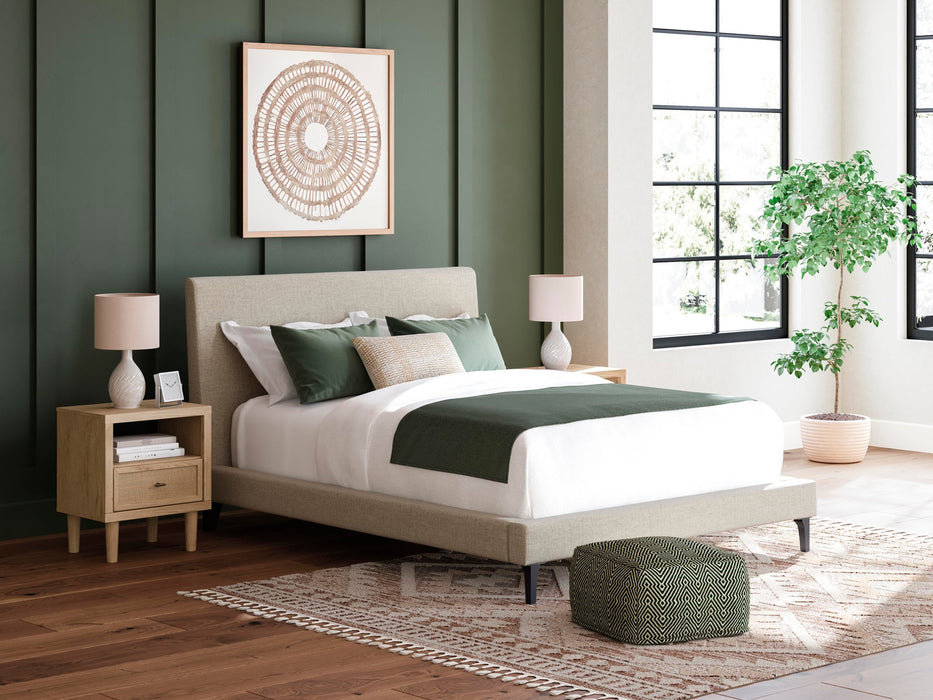 Cielden Queen Upholstered Bed with Roll Slats, Dresser, Mirror, Chest and Nightstand - alternate view 27
