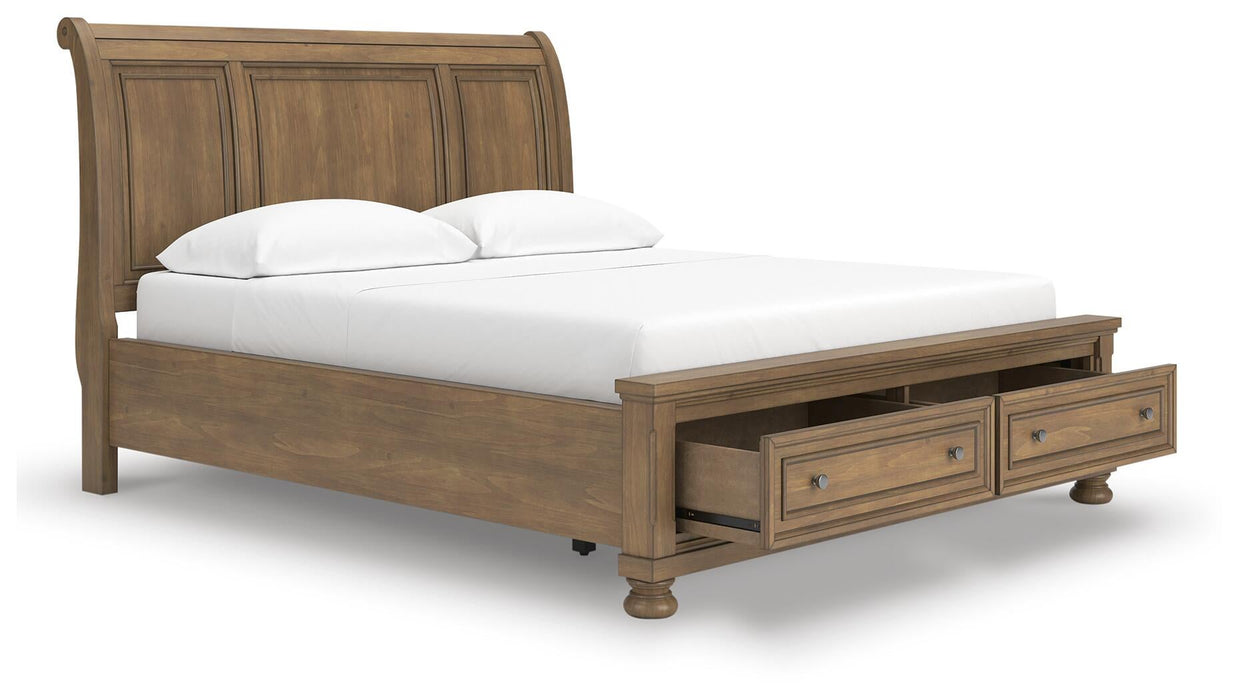 Vandenmore California King Storage Sleigh Bed with Mirrored Dresser - alternate view 9