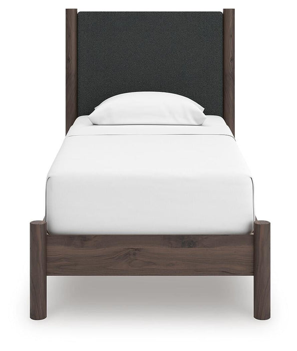 Cadmori Twin Upholstered Panel Platform Bed, Dresser and Mirror - alternate view 7