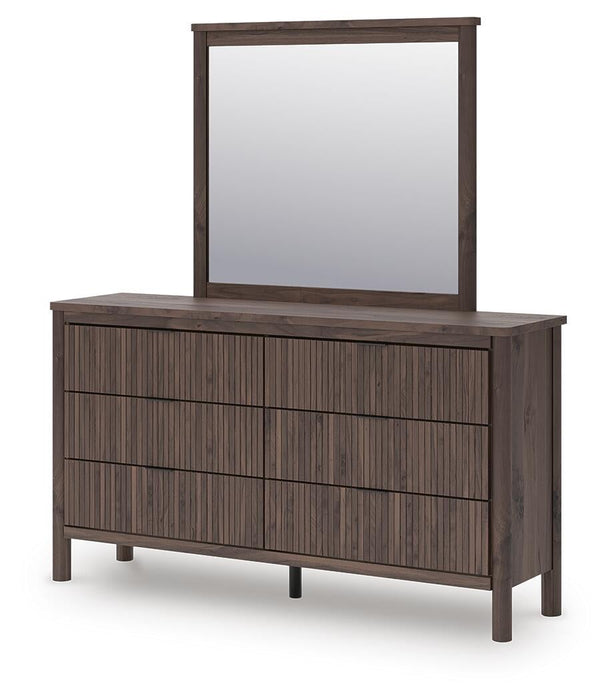 Cadmori Queen Upholstered Panel Platform Bed, Dresser and Mirror - alternate view 6