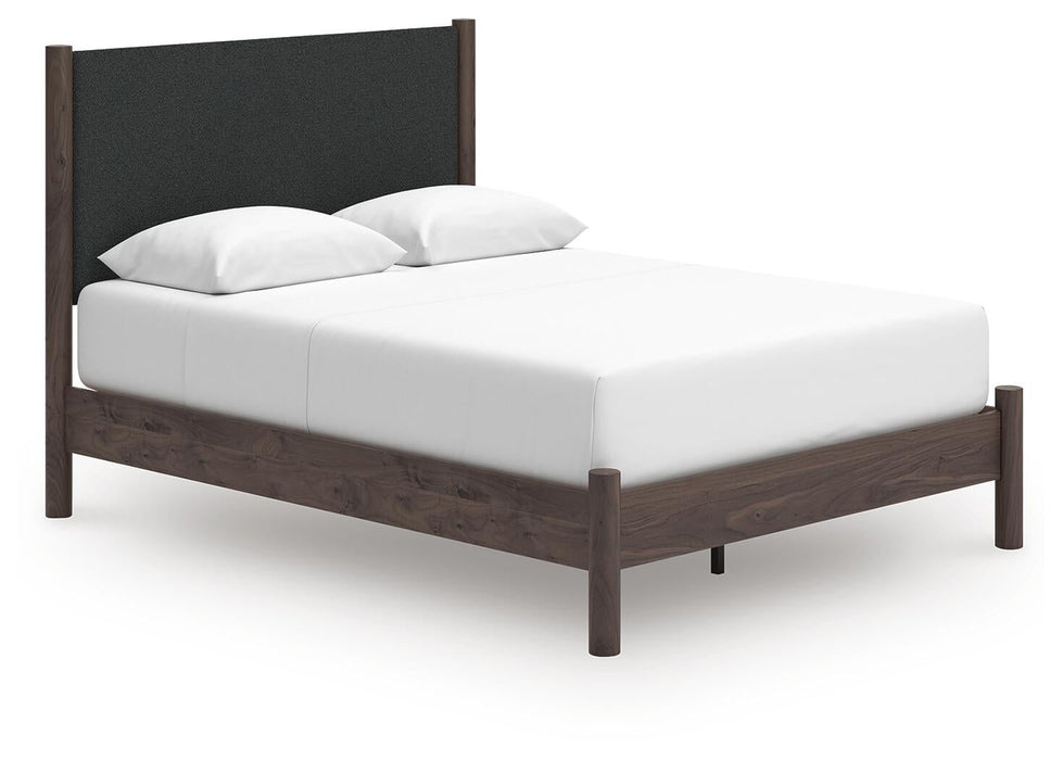 Cadmori Queen Upholstered Panel Platform Bed, Dresser and Mirror - alternate view 8