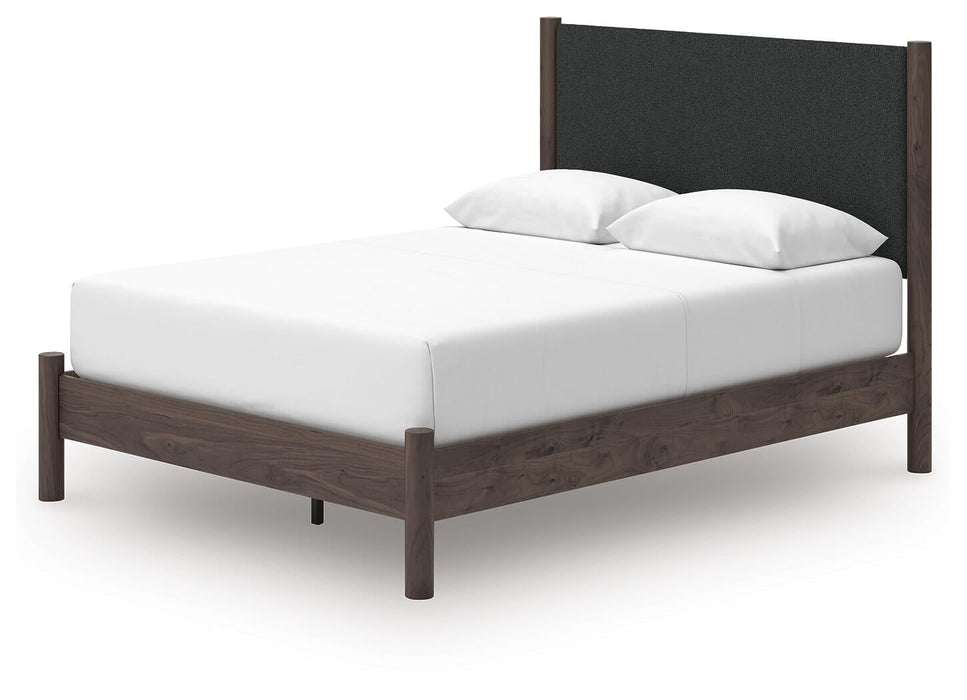 Cadmori Queen Upholstered Panel Platform Bed, Dresser and Mirror - alternate view 11