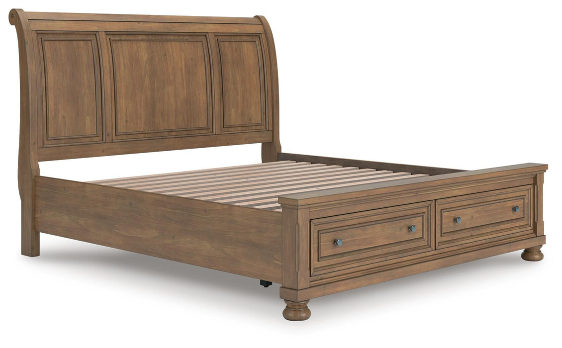 Vandenmore King Storage Sleigh Bed with Mirrored Dresser - alternate view 10