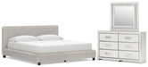 Birmonton California King Upholstered Bed, Dresser and Mirror