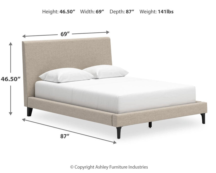 Cielden Queen Upholstered Bed with Roll Slats, Dresser and Mirror - alternate view 16