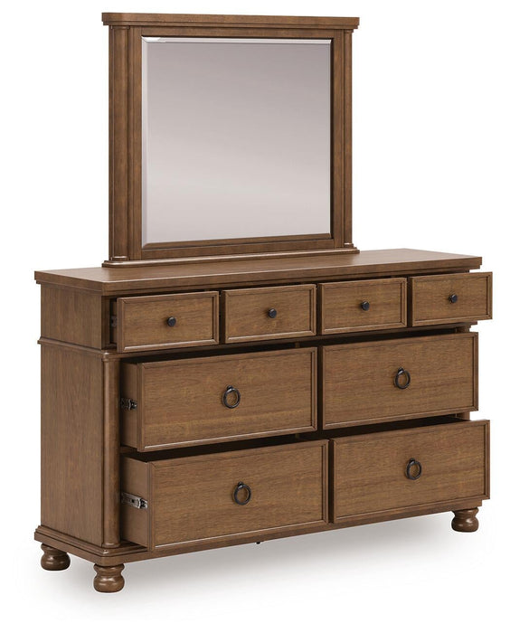 Chadworth King Poster Bed with Mirrored Dresser - alternate view 3