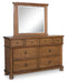 Chadworth Queen Poster Bed with Mirrored Dresser - alternate view 3