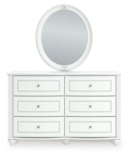 Maylilly Twin Upholstered Panel Bed, Dresser and Mirror - alternate view 2
