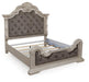 Andonhall California King Upholstered Panel Bed with Mirrored Dresser - alternate view 6