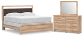 Hollymount King Upholstered Panel Bed, Dresser and Mirror