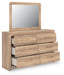 Hollymount Queen Upholstered Panel Bed, Dresser and Mirror - alternate view 4