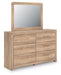 Hollymount Queen Upholstered Panel Bed, Dresser and Mirror - alternate view 3
