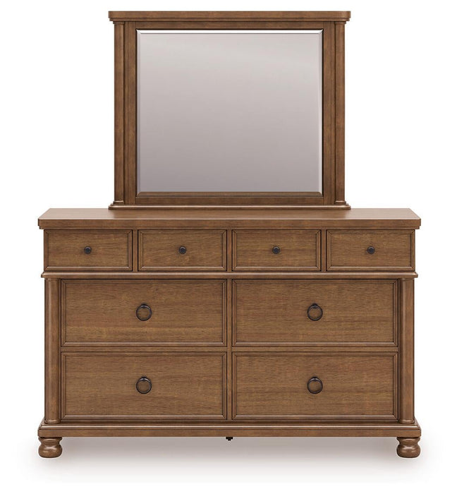 Chadworth California King Poster Bed with Mirrored Dresser - alternate view 2
