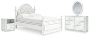 Maylilly Full Upholstered Panel Bed, Dresser, Mirror and Nightstand