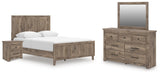 Keithland Queen Panel Bed with Mirrored Dresser and Nightstand