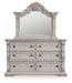 Andonhall California King Upholstered Panel Bed with Mirrored Dresser and Nightstand - alternate view 2