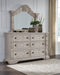 Andonhall California King Upholstered Panel Bed with Mirrored Dresser and Nightstand - alternate view 11
