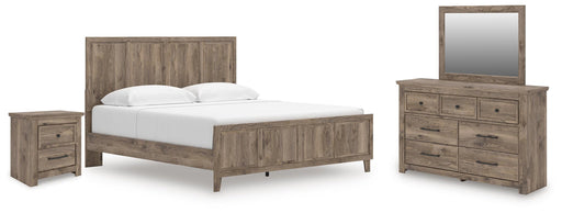 Keithland King Panel Bed with Mirrored Dresser and Nightstand