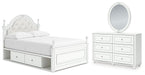 Maylilly Full Upholstered Panel Storage Bed, Dresser and Mirror