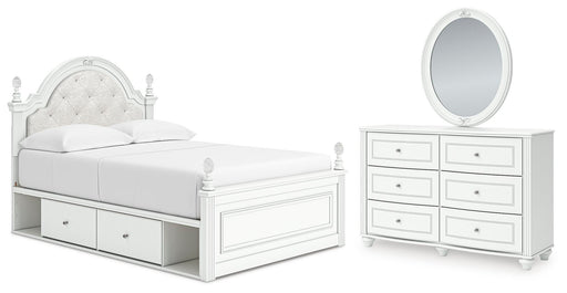 Maylilly Full Upholstered Panel Storage Bed, Dresser and Mirror