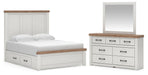 Savonport Queen Panel Bed with Storage, Dresser and Mirror