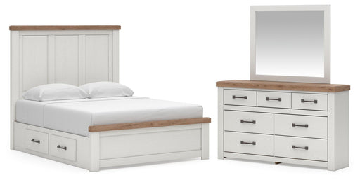 Savonport Queen Panel Bed with Storage, Dresser and Mirror