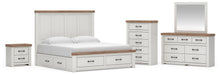 Savonport King Panel Storage Bed, Dresser, Mirror, Chest and Nightstand