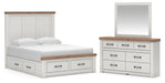 Savonport Queen Panel Storage Bed, Dresser and Mirror