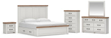 Savonport King Panel Bed with Storage, Dresser, Mirror, Chest and Nightstand