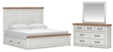 Savonport King Panel Bed with Storage, Dresser and Mirror