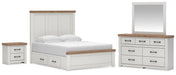 Savonport Queen Panel Bed with Storage. Dresser, Mirror and Nightstand